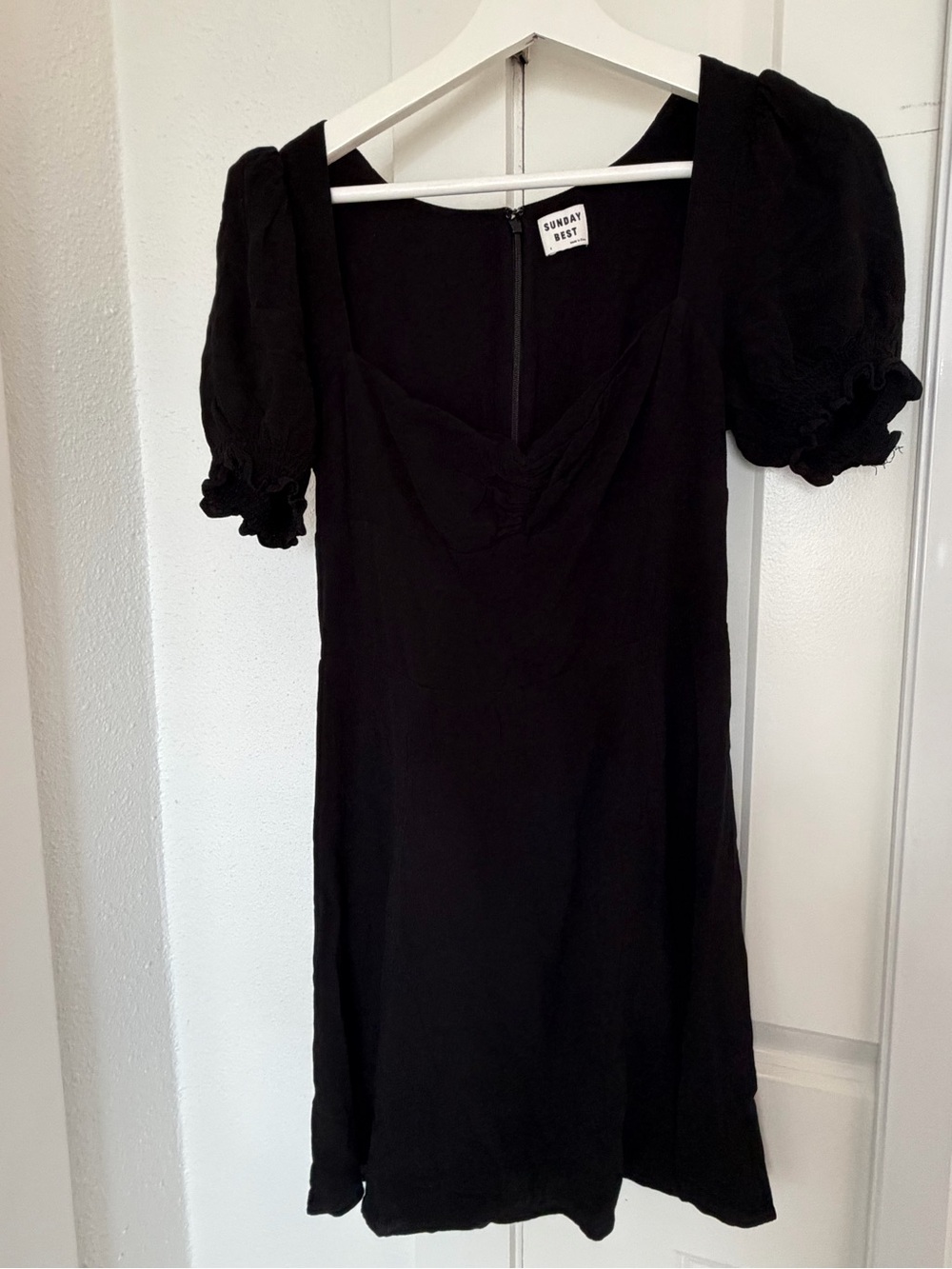 Sunday Best Black Puff Sleeve Square-Neck Dress